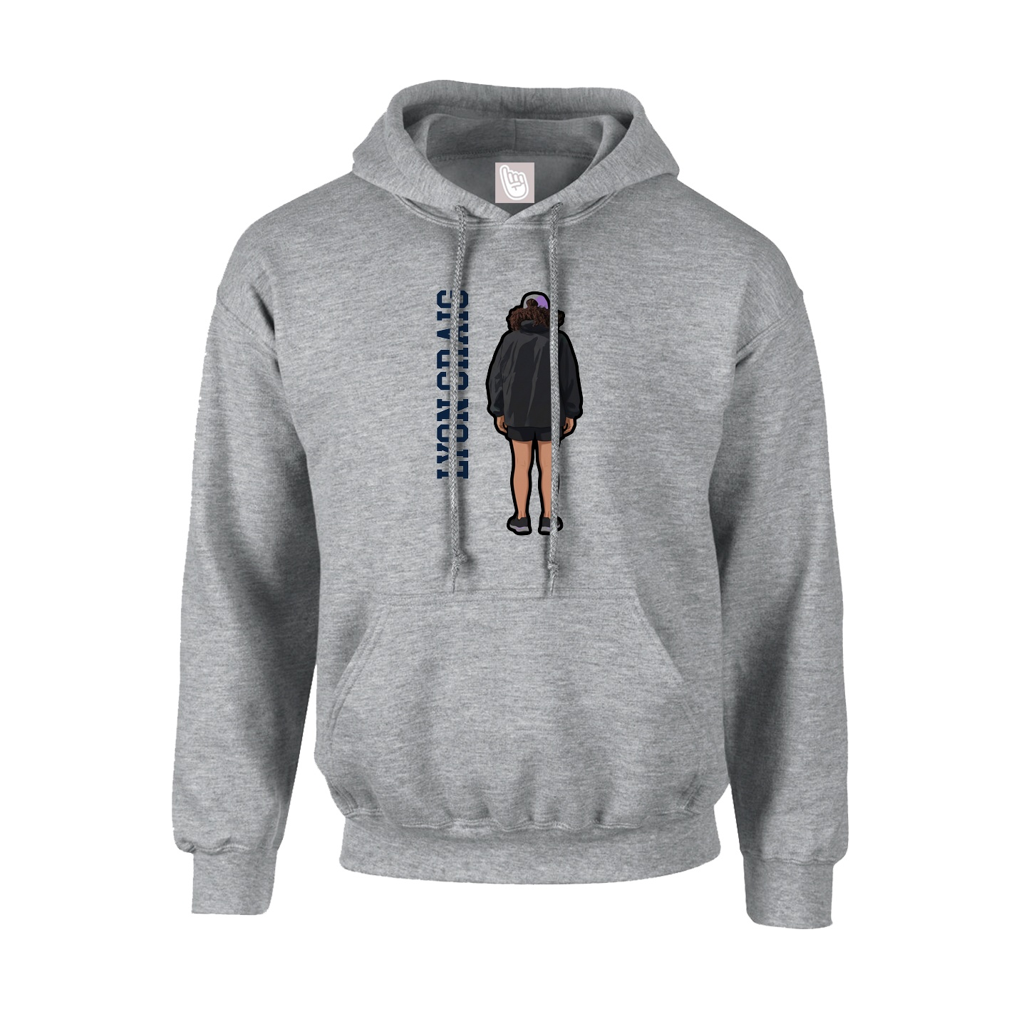 Youth Hoodie — Name Vertical in Grey