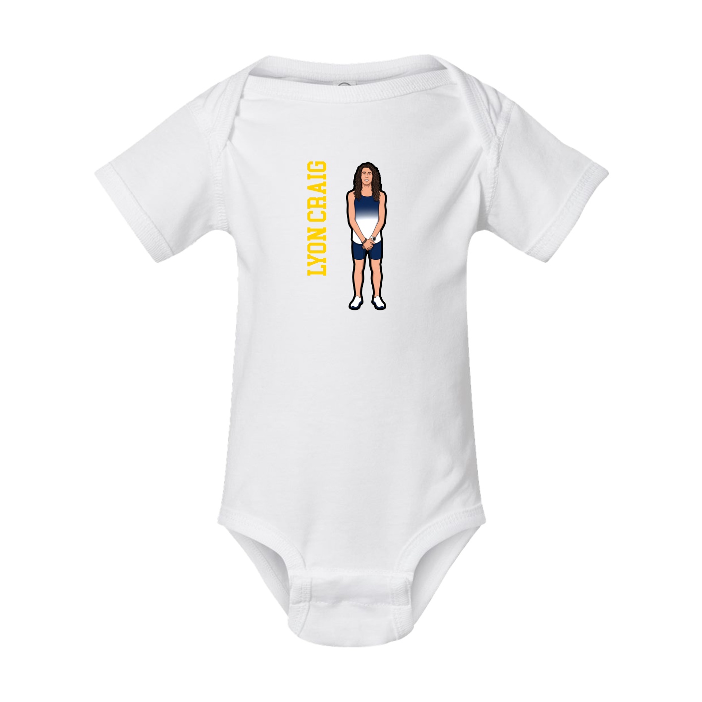 Baby Onesie — Name Vertical in White