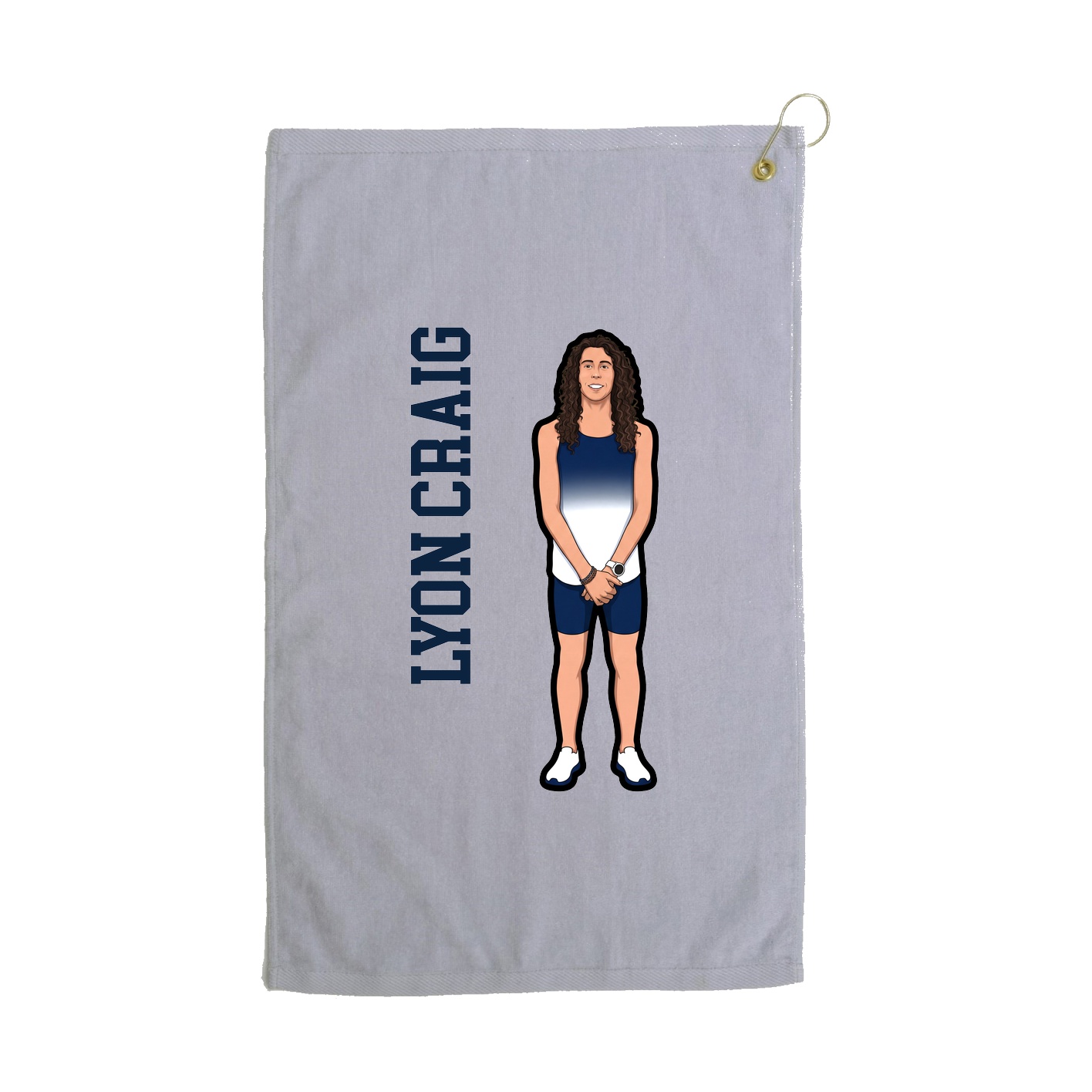 Golf Towel — Name Vertical in Grey