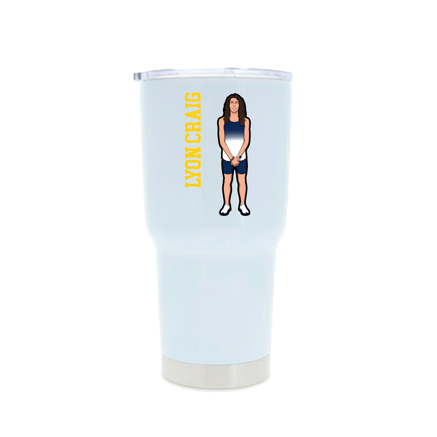 30oz Stainless Steel Tumbler — Name Vertical in White