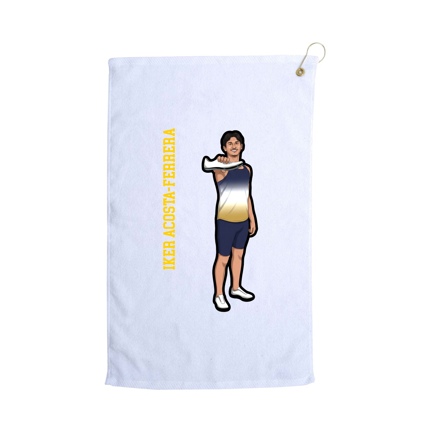 Golf Towel — Name Vertical in White