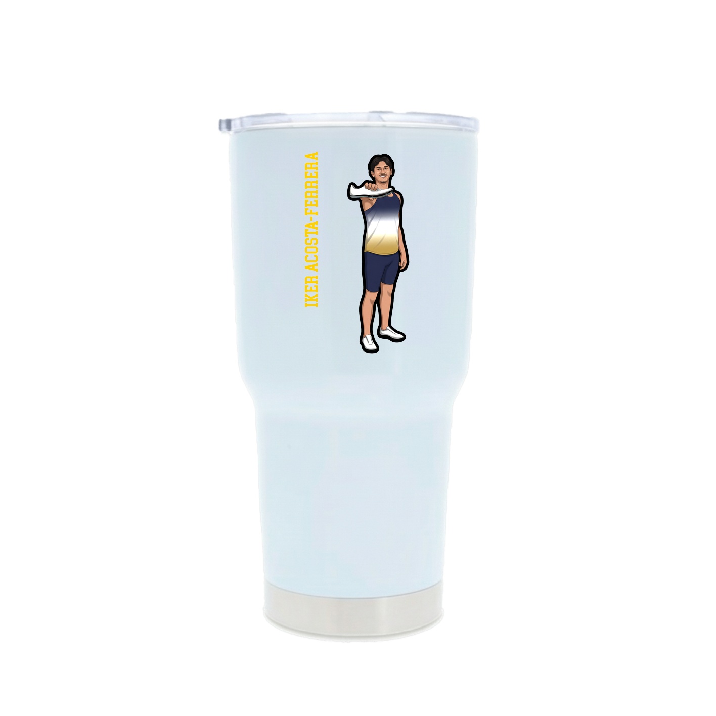 30oz Stainless Steel Tumbler — Name Vertical in White