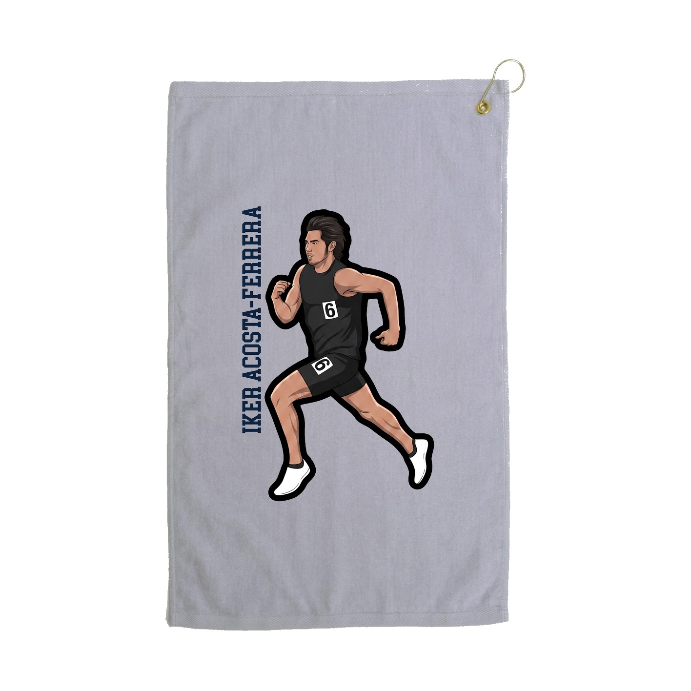Golf Towel — Name Vertical in Grey