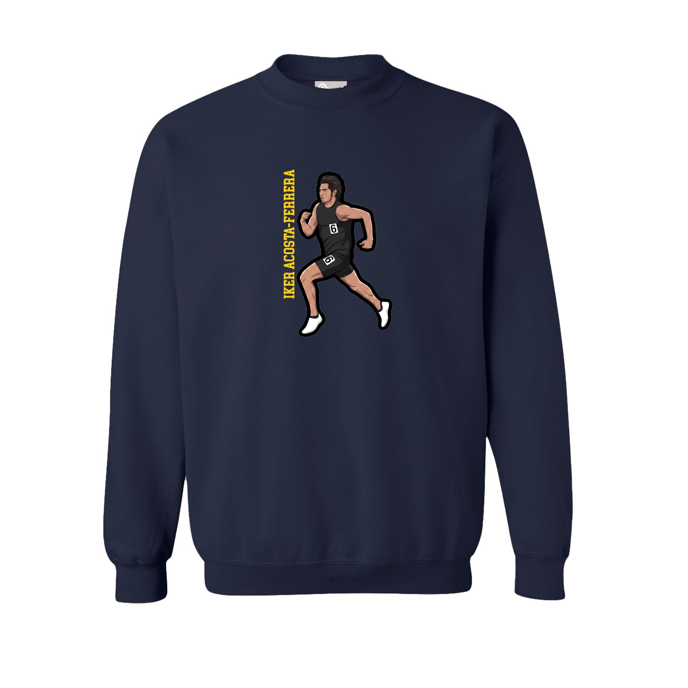 Fleece Crew — Name Vertical in Navy