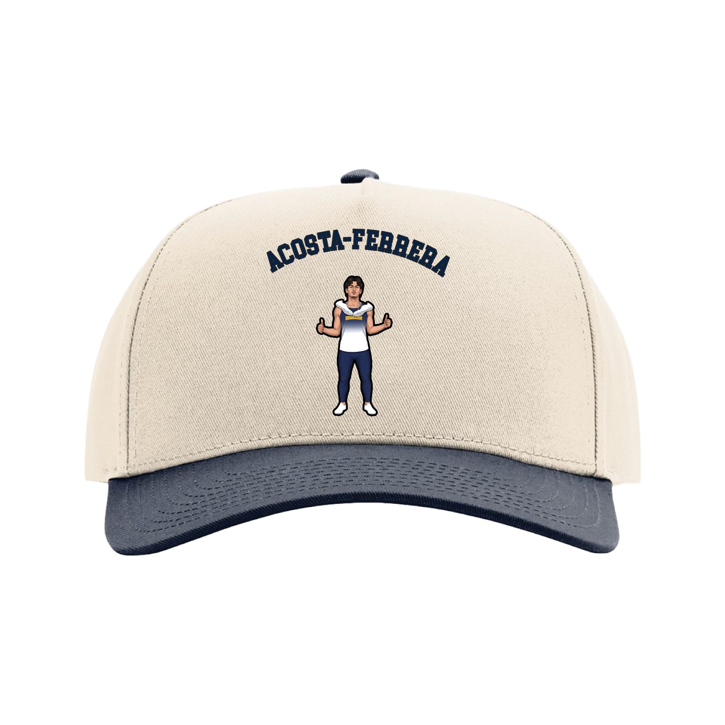 Full Fabric Five-Panel Champ Cap — Shirsey Arch in Cream/Navy