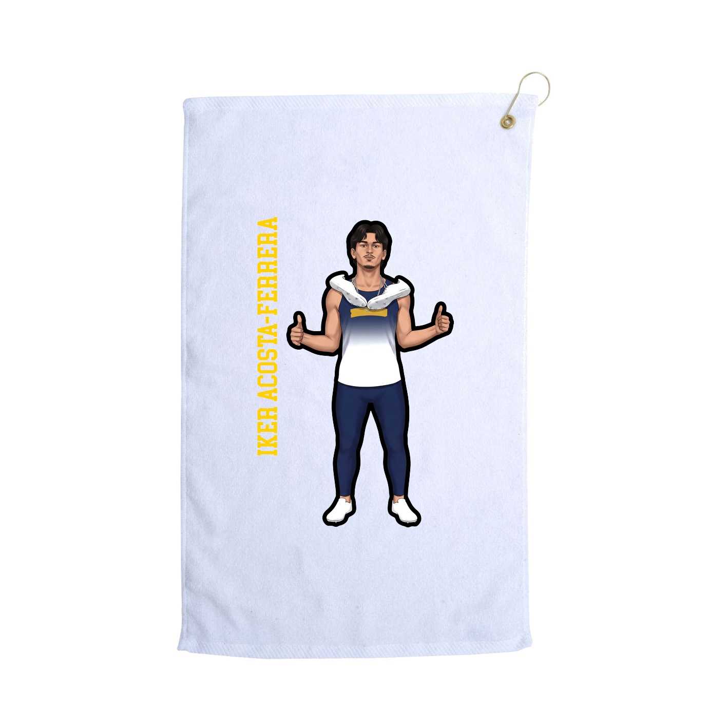 Golf Towel — Name Vertical in White