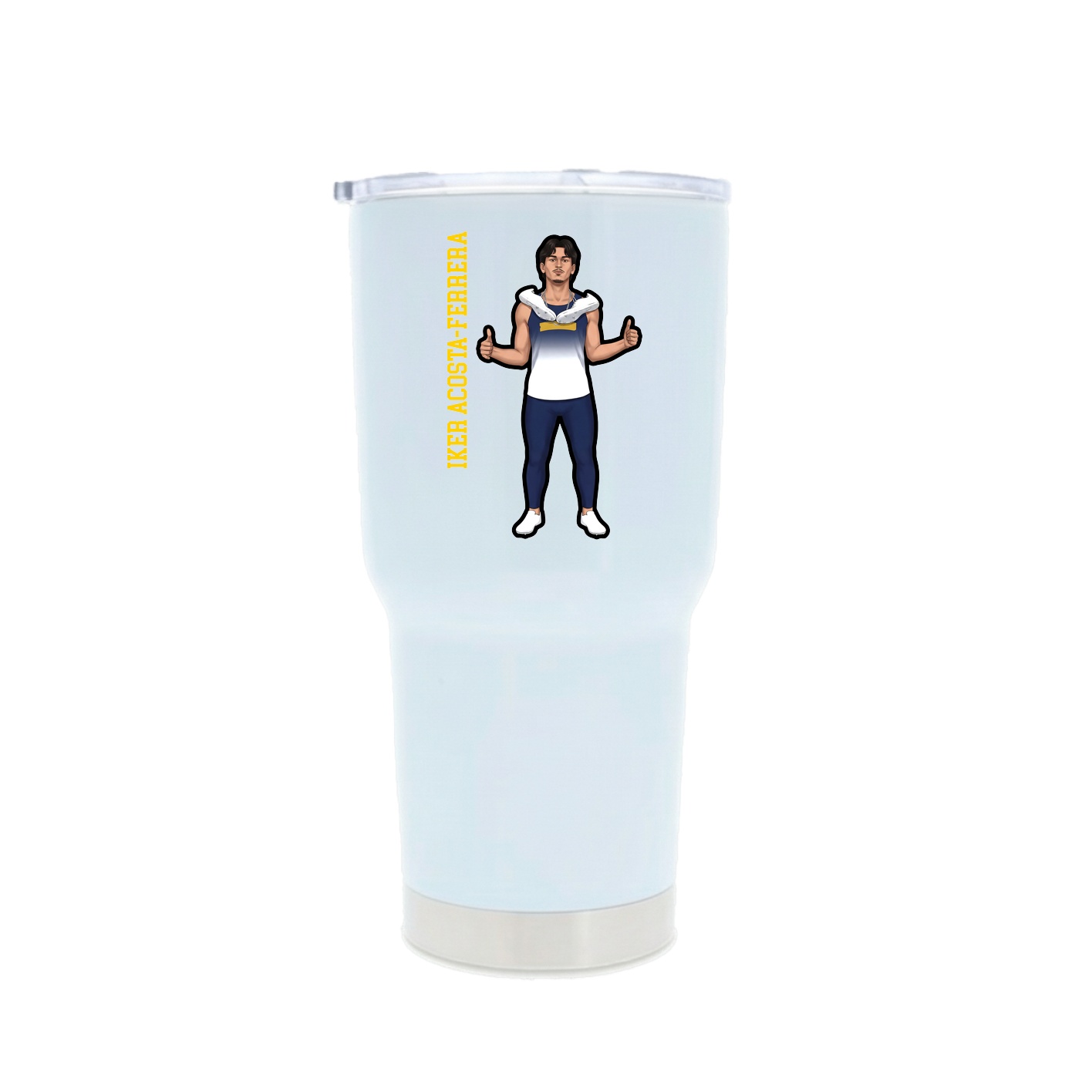 30oz Stainless Steel Tumbler — Name Vertical in White