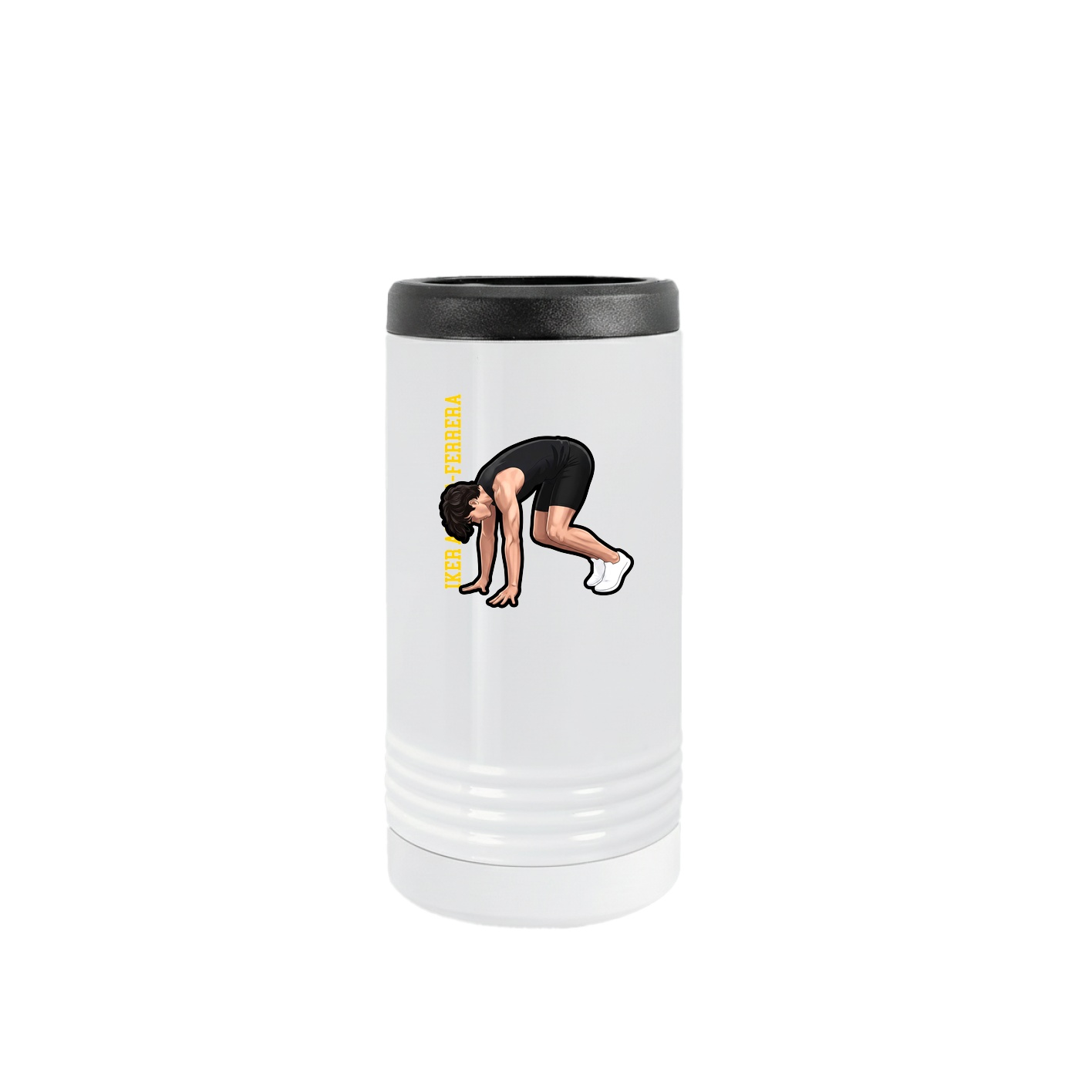 Slim Beverage Holder — Name Vertical in White