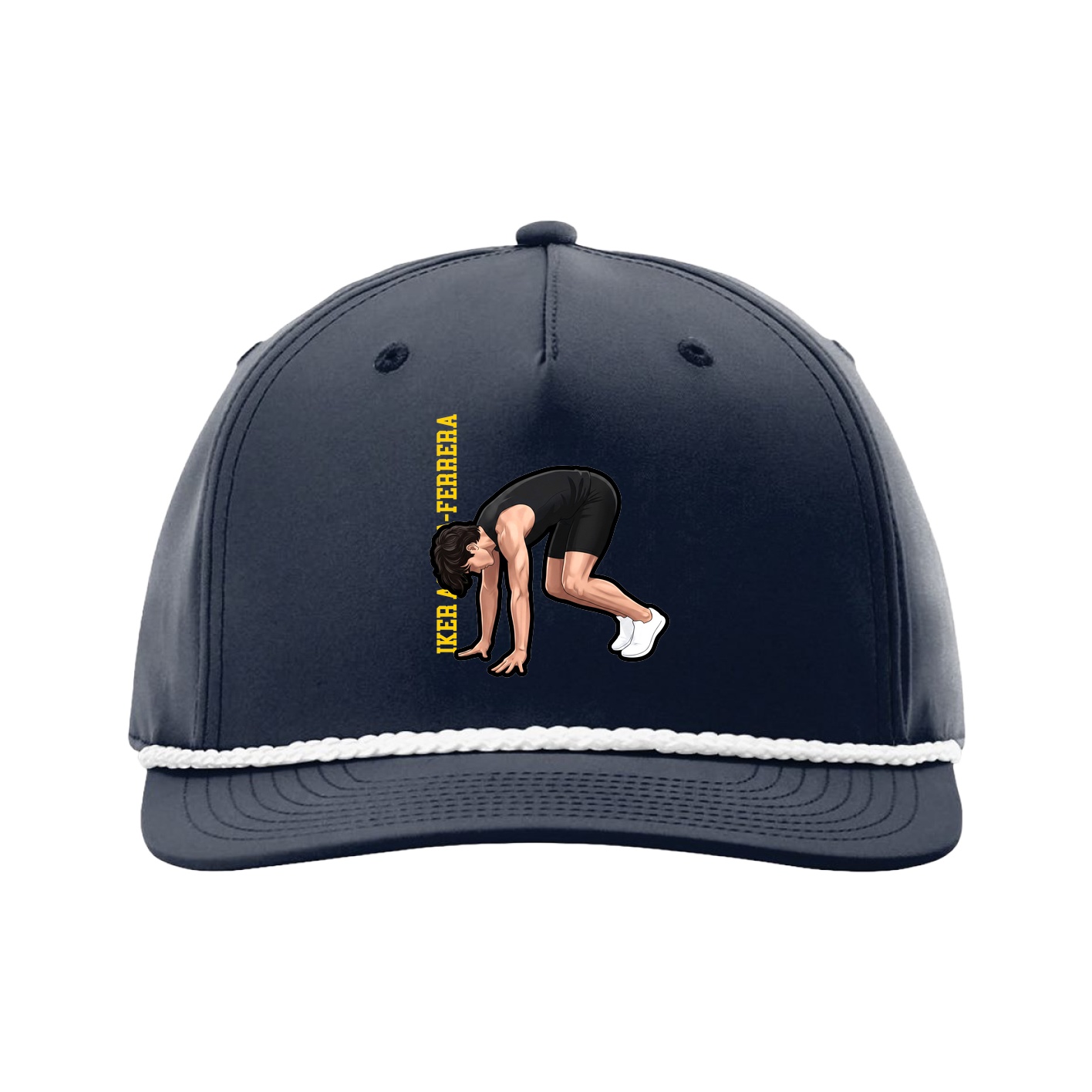 Five-Panel Classic Rope Cap — Name Vertical in Navy