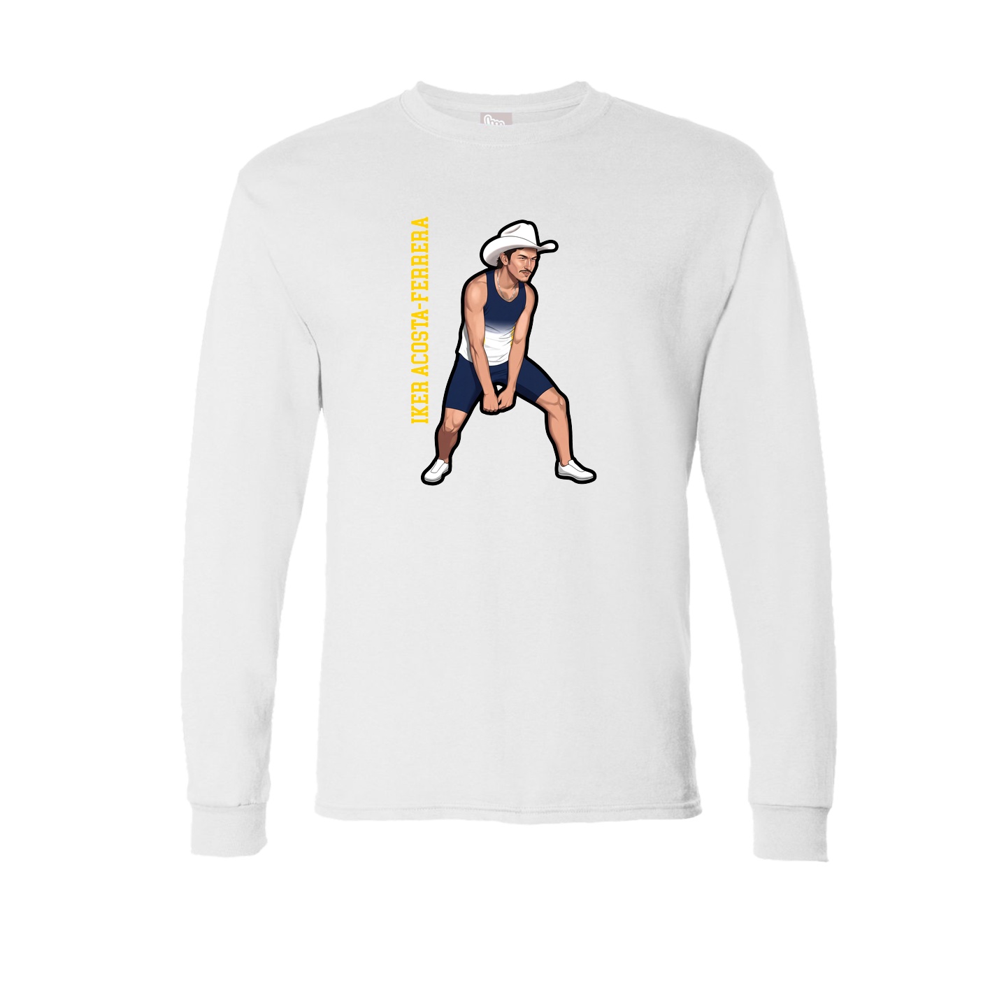 Long Sleeve Tee — Name Vertical in White