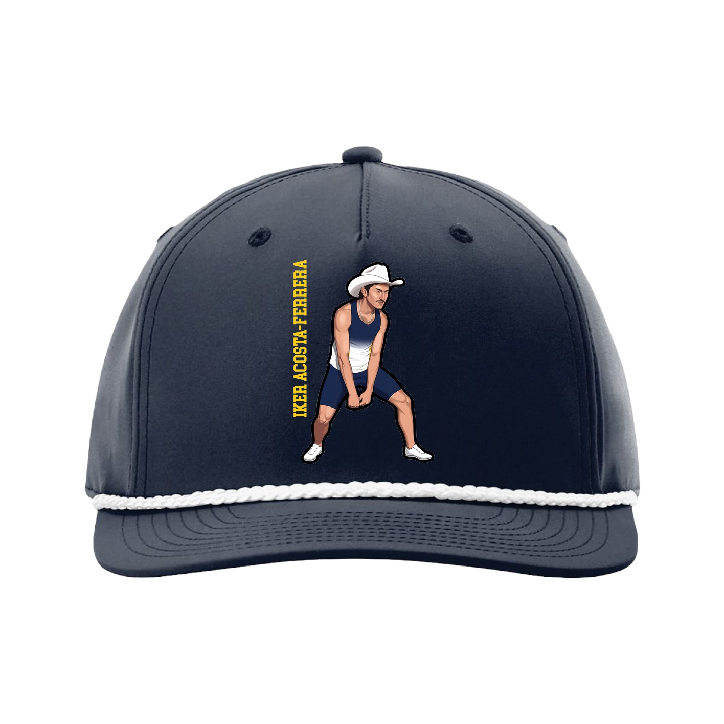 Five-Panel Classic Rope Cap — Name Vertical in Navy