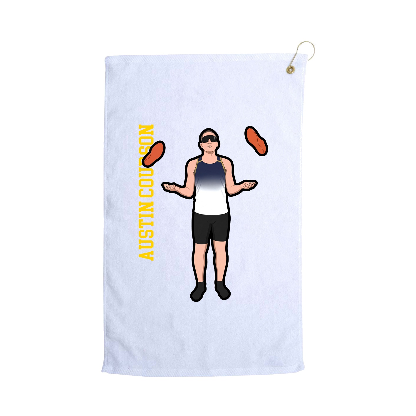 Golf Towel — Name Vertical in White