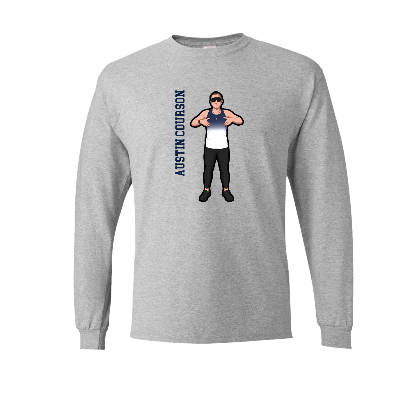 Long Sleeve Tee — Name Vertical in Grey