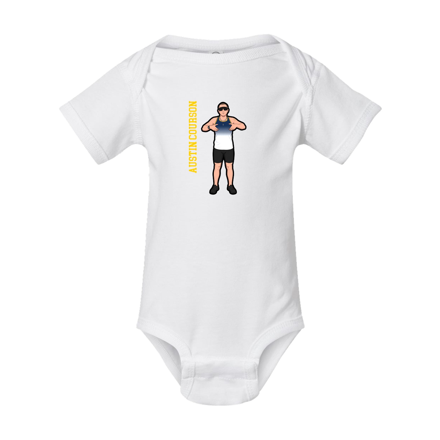Baby Onesie — Name Vertical in White