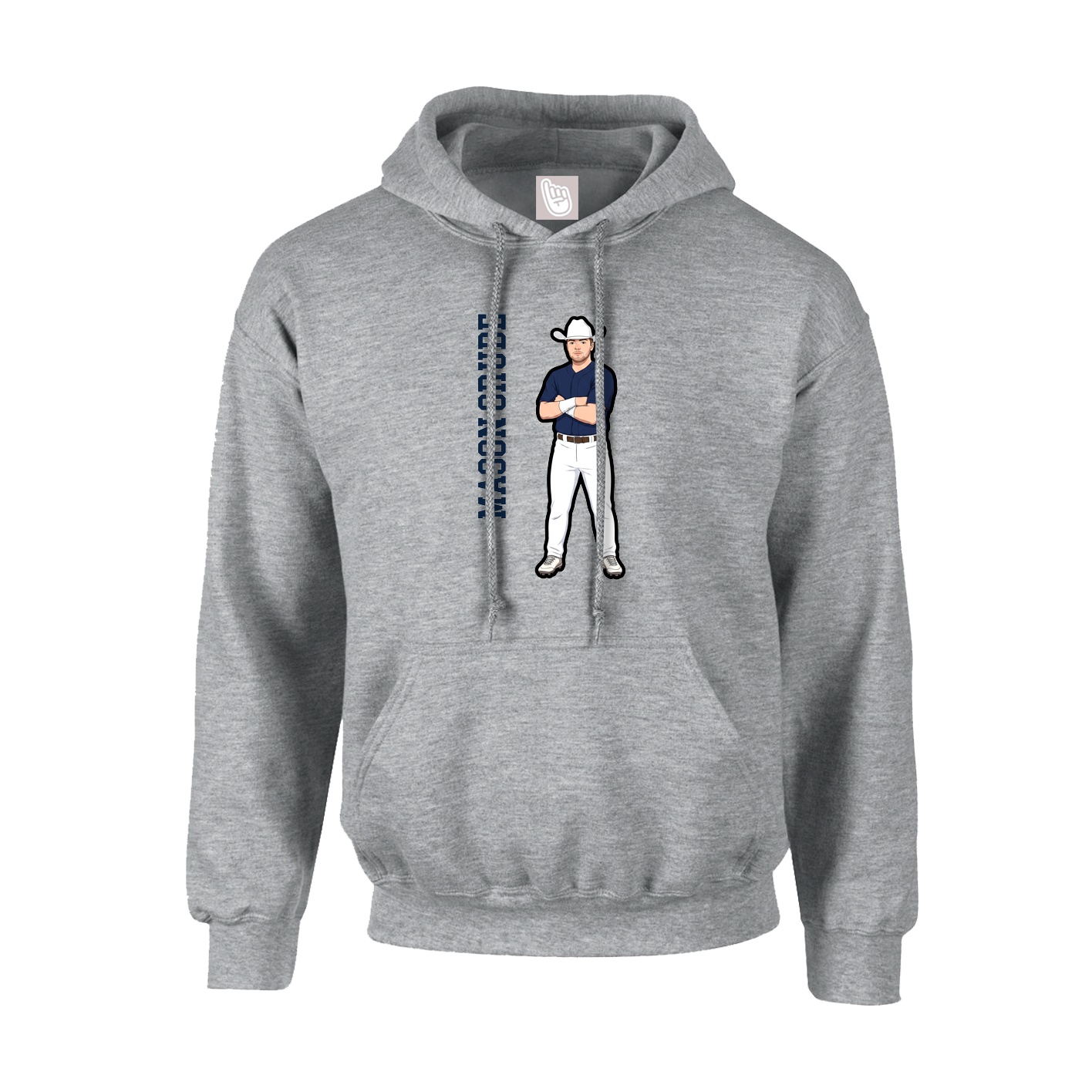 Youth Hoodie — Name Vertical in Grey