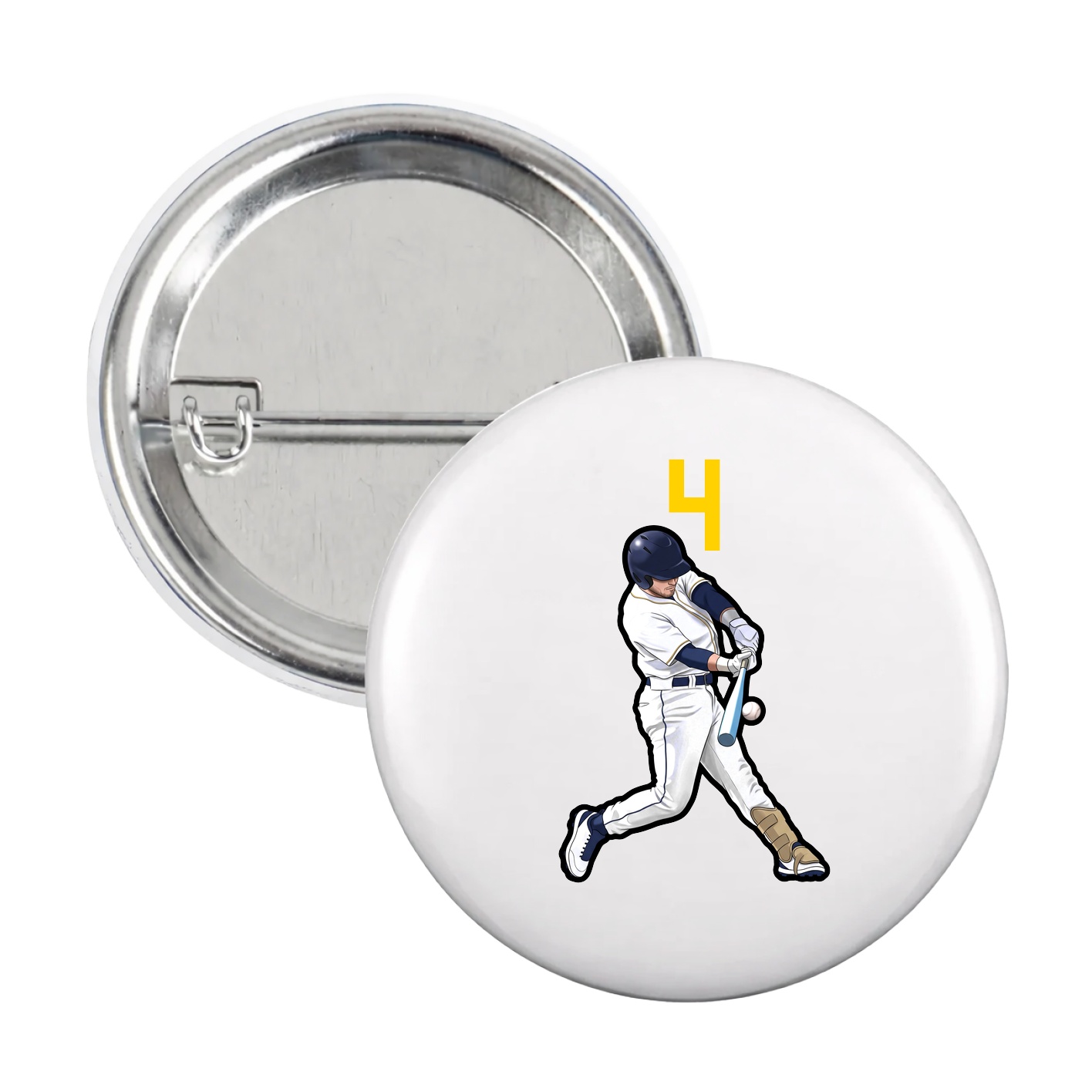 Game Day Button — Number Top in White