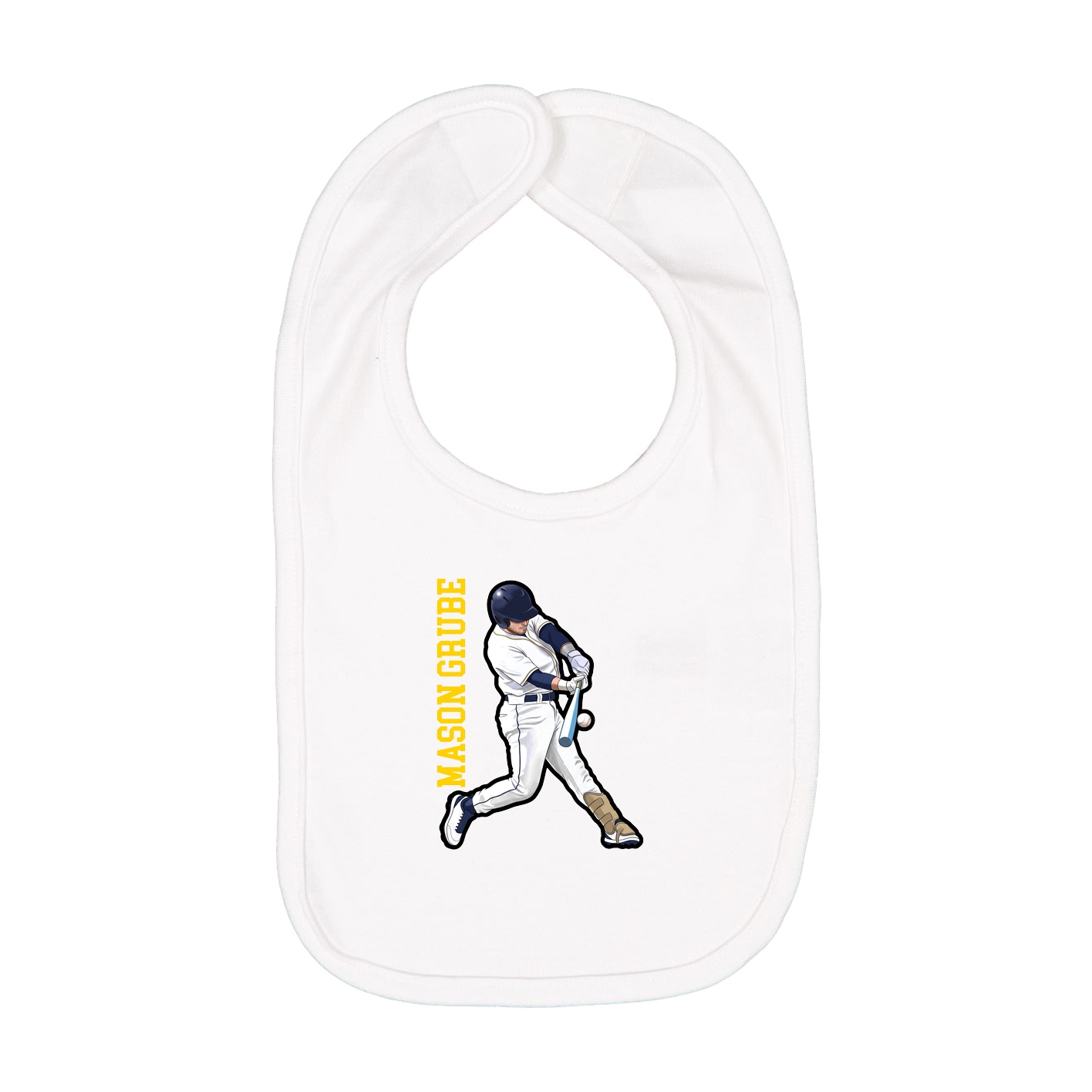 Infant Bib — Name Vertical in White