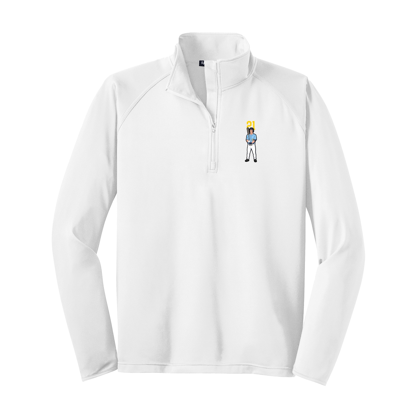 Q-Zip Pullover — Number Top in White