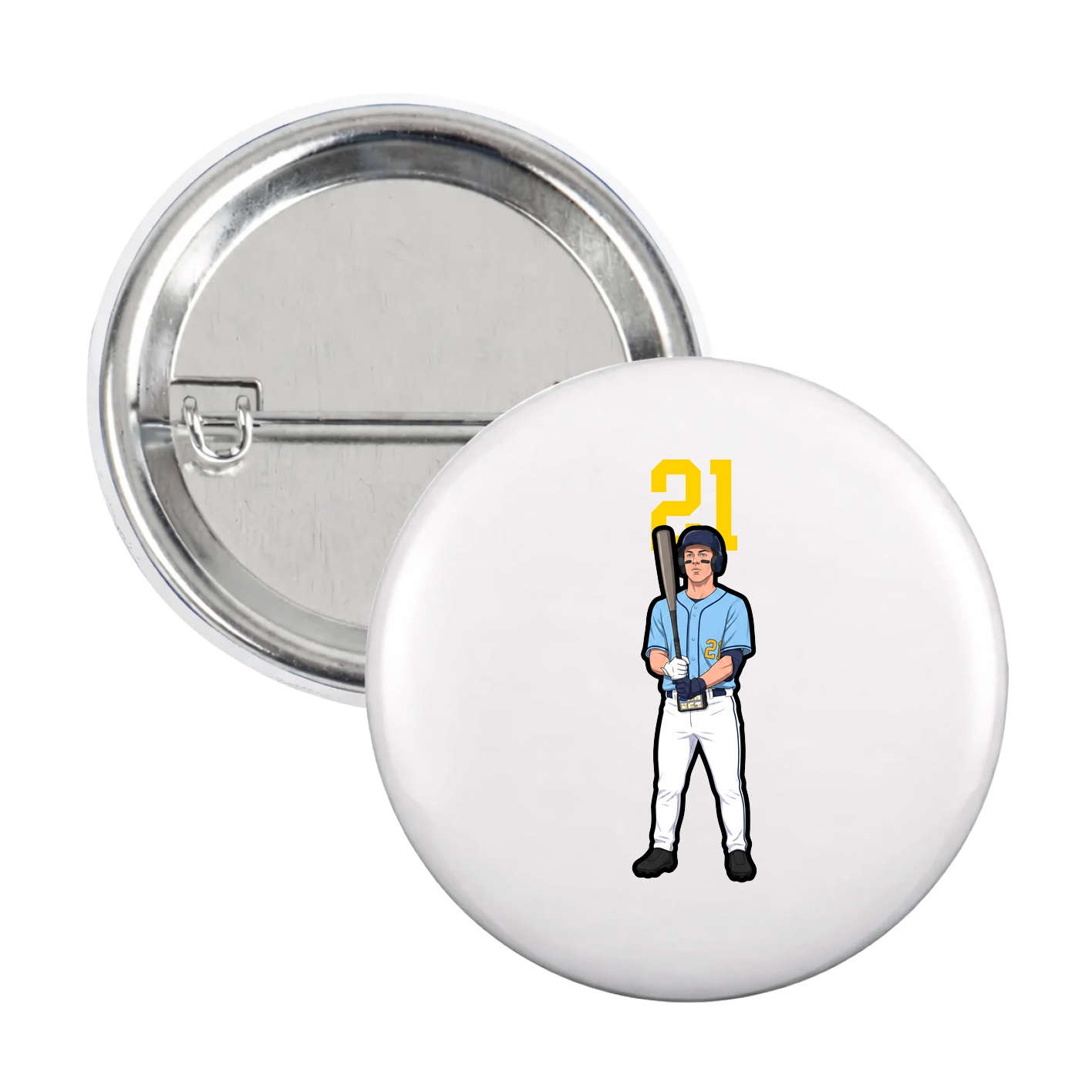 Game Day Button — Number Top in White