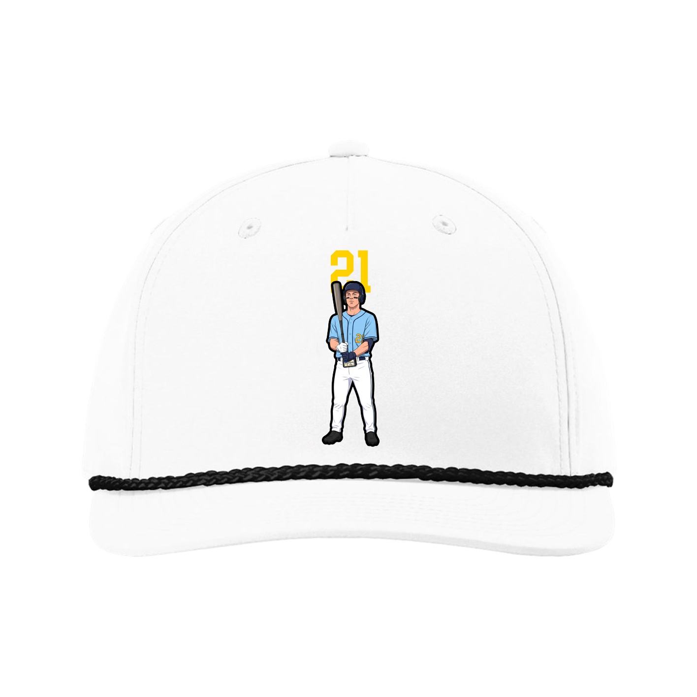 Five-Panel Classic Rope Cap — Number Top in White