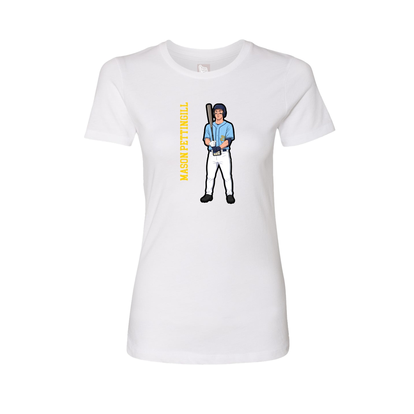 Fitted Women's Tee — Name Vertical in White