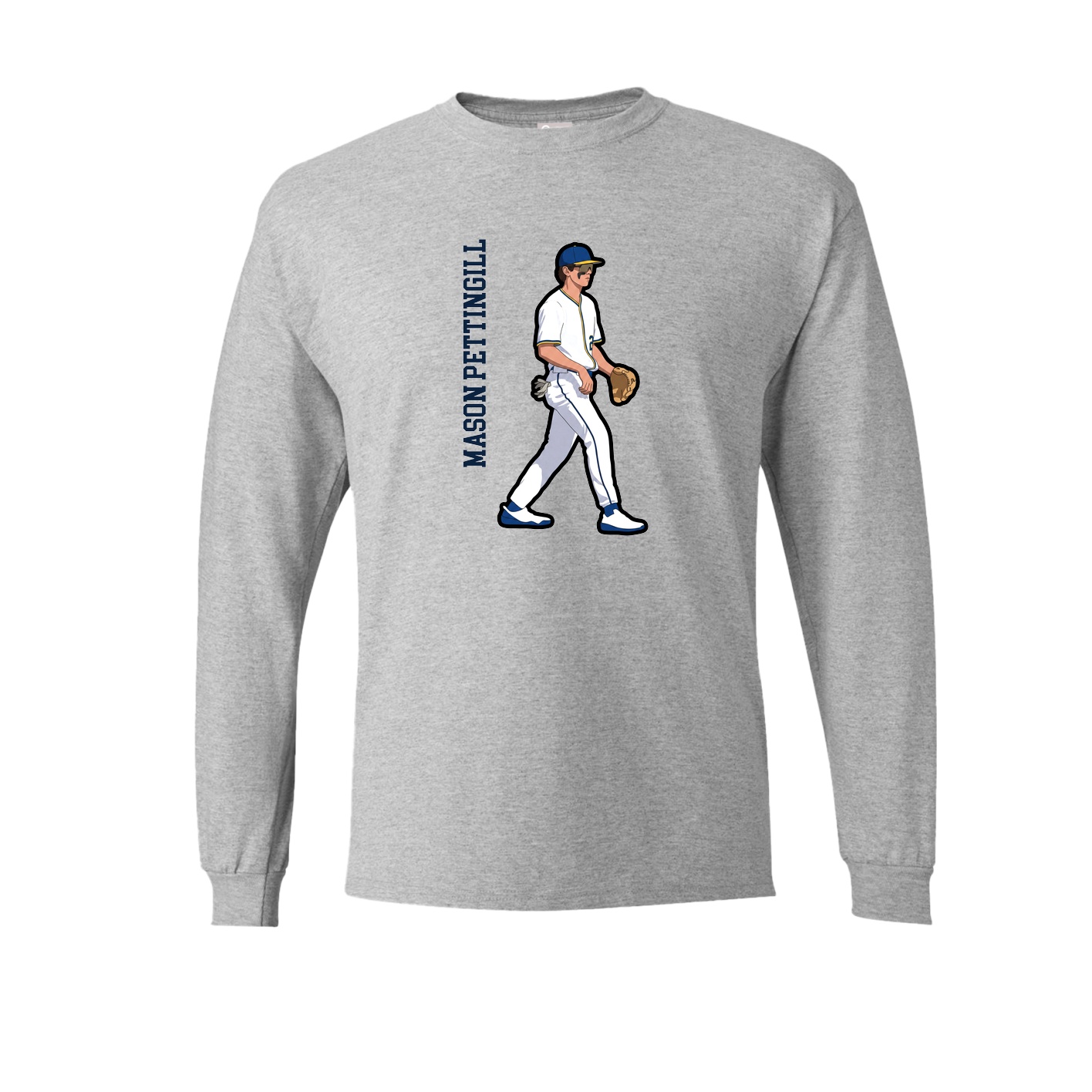 Long Sleeve Tee — Name Vertical in Grey