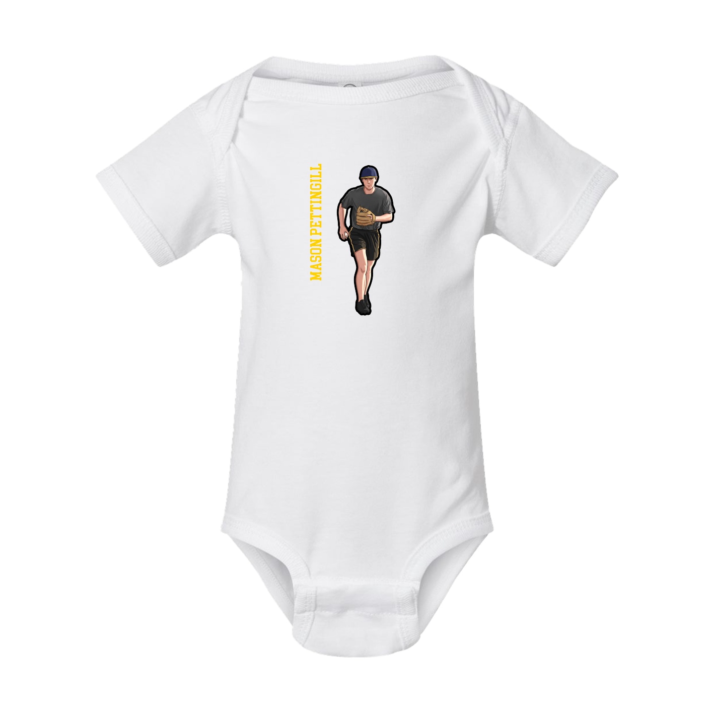 Baby Onesie — Name Vertical in White