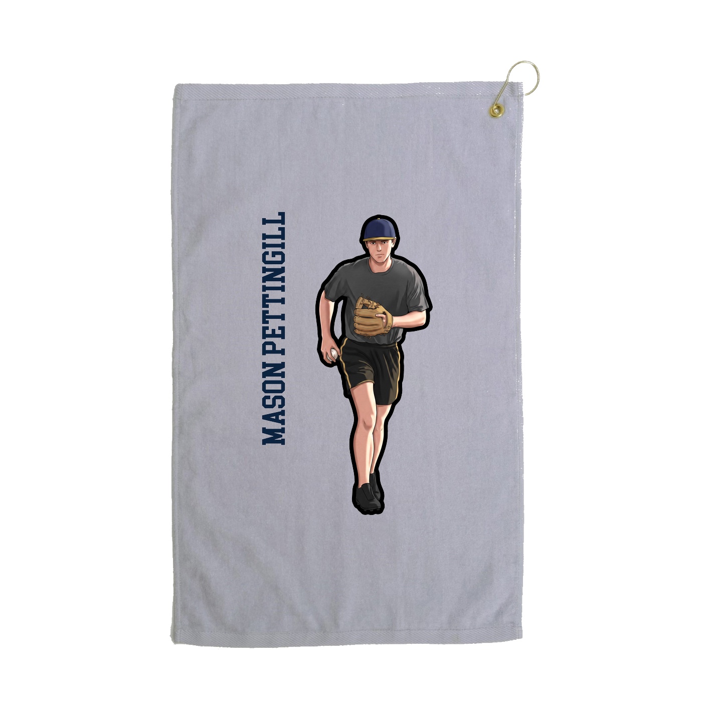 Golf Towel — Name Vertical in Grey