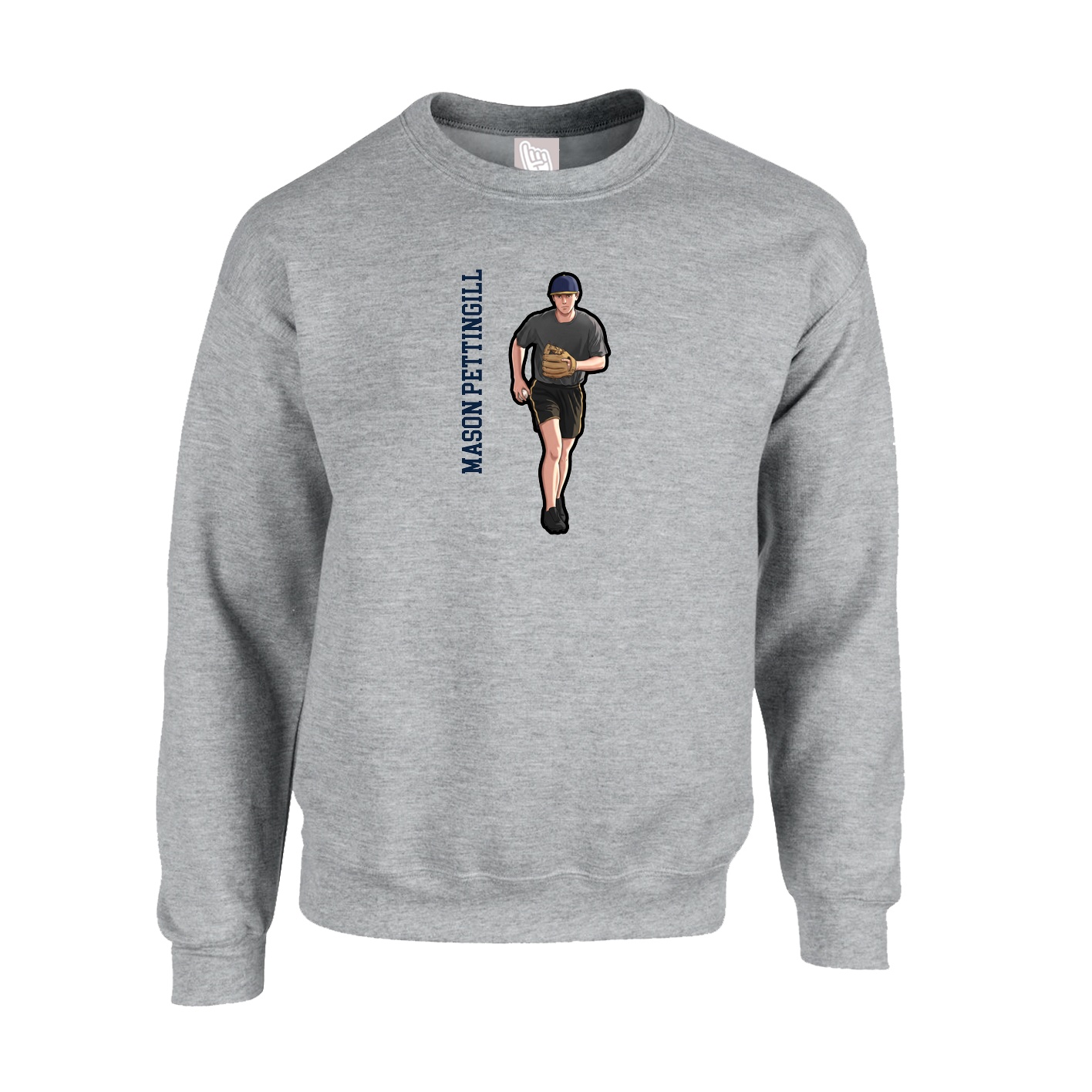 Fleece Crew — Name Vertical in Grey