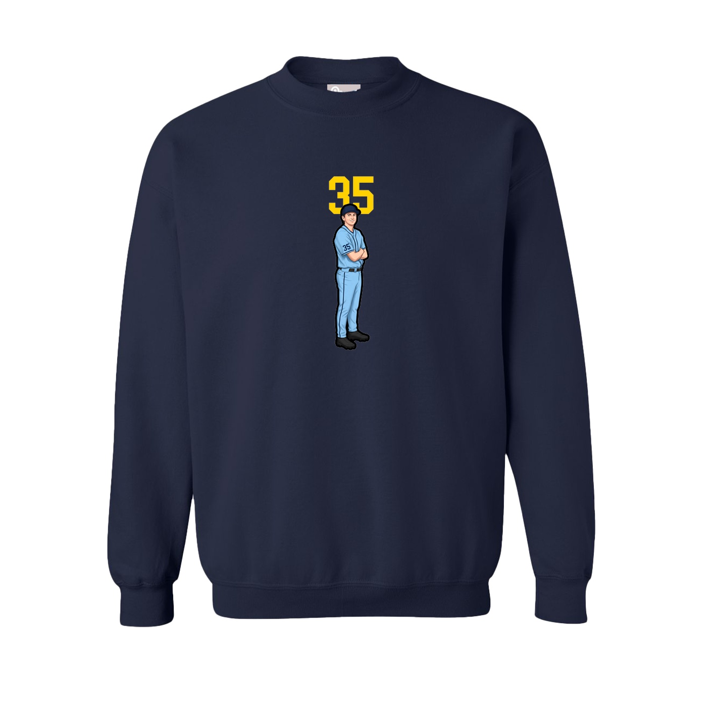 Fleece Crew — Number Top in Navy