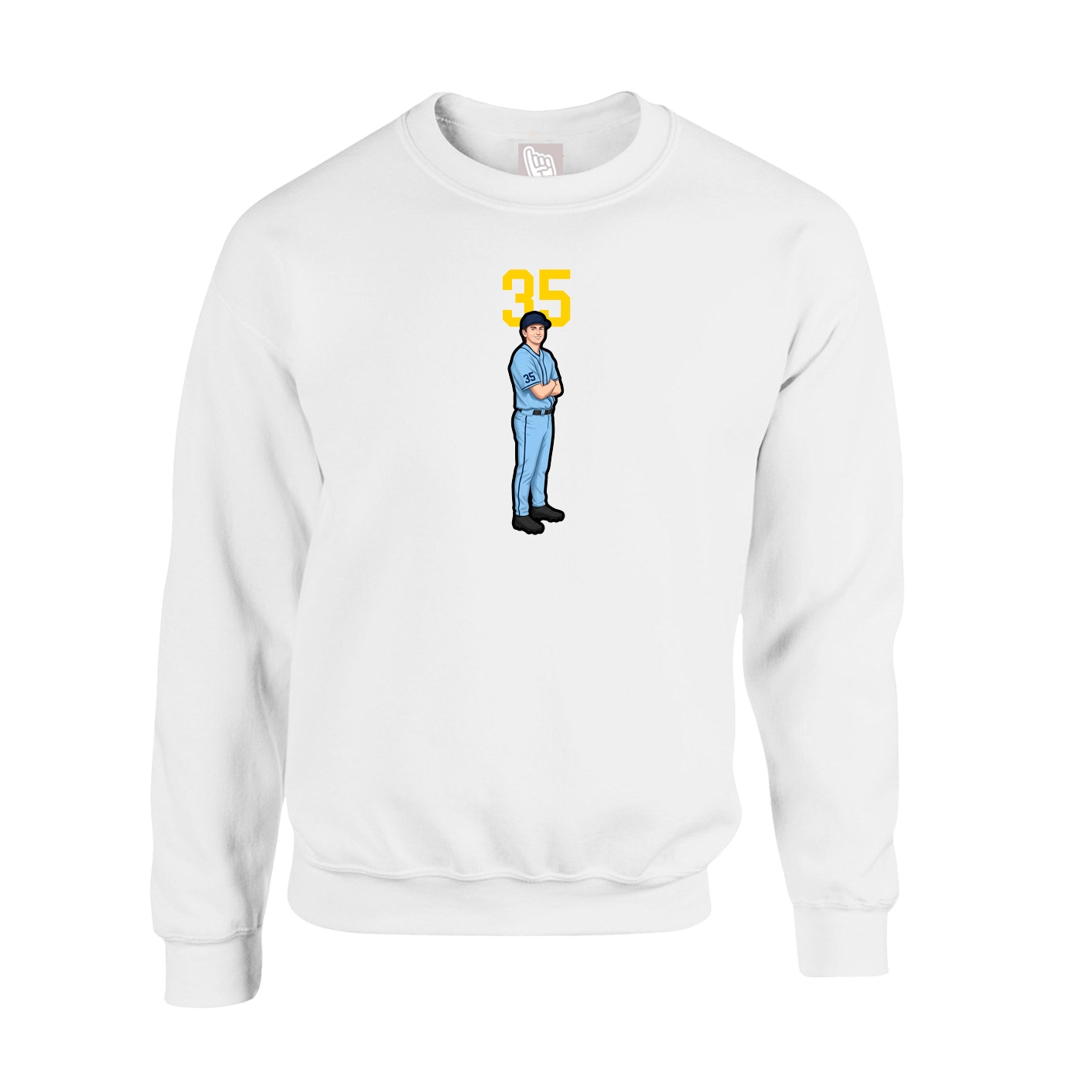 Fleece Crew — Number Top in White