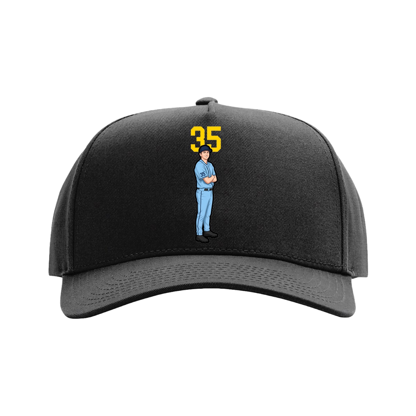Full Fabric Five-Panel Champ Cap — Number Top in Black