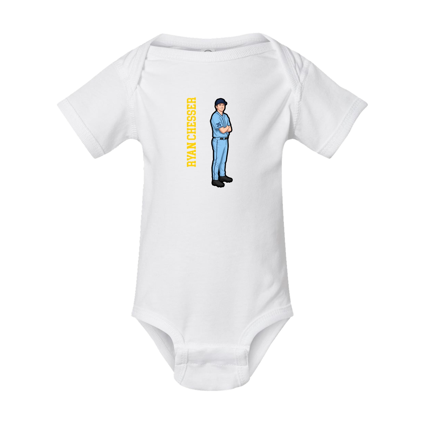 Baby Onesie — Name Vertical in White