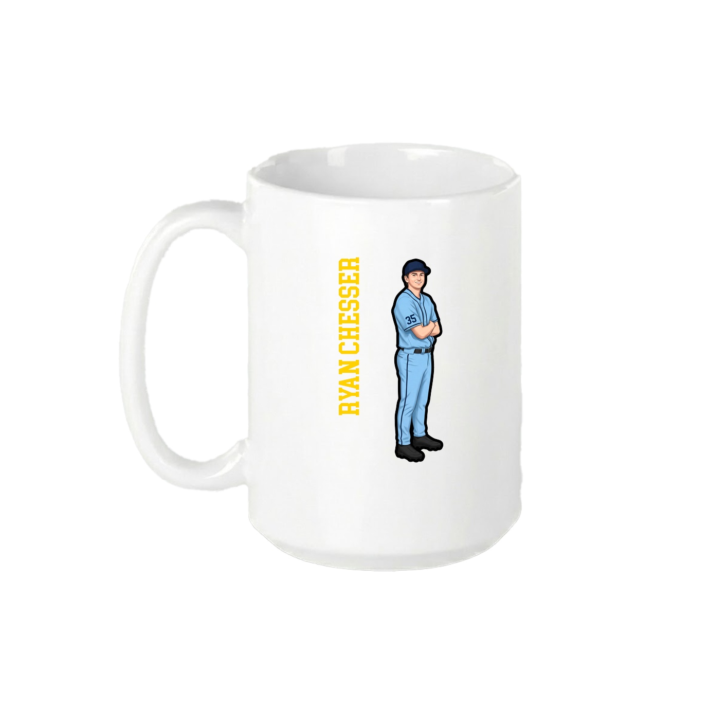 15oz Coffee Mug — Name Vertical in White
