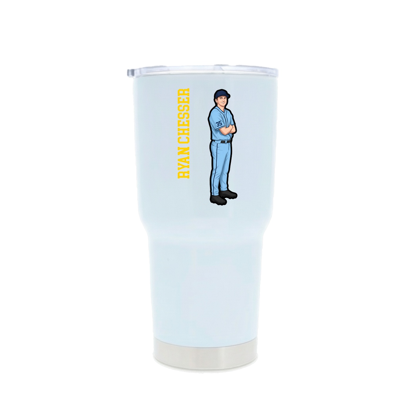 30oz Stainless Steel Tumbler — Name Vertical in White