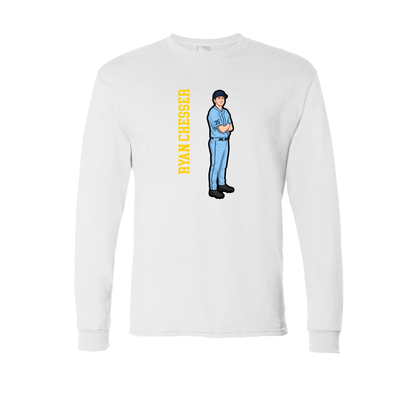 Long Sleeve Tee — Name Vertical in White