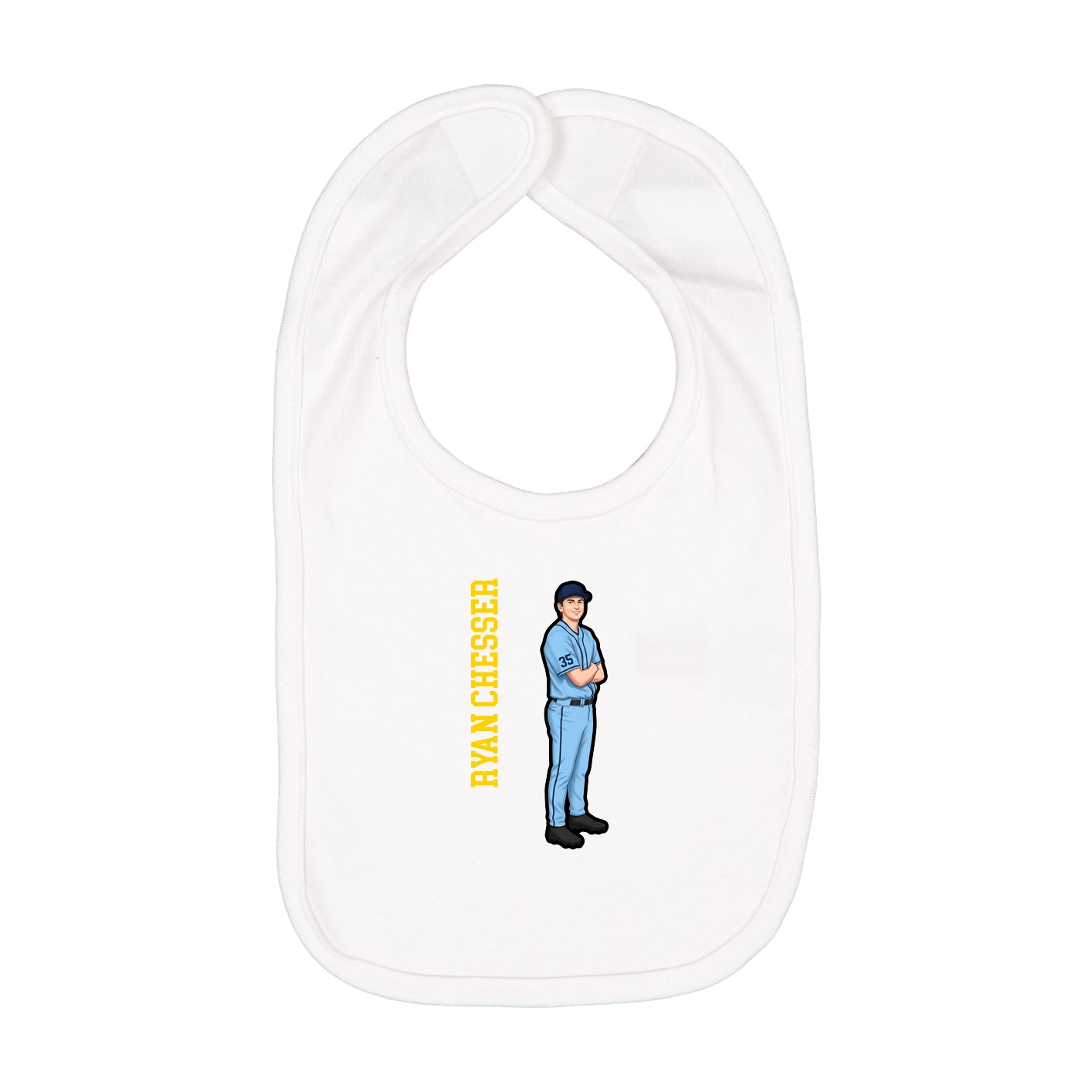 Infant Bib — Name Vertical in White