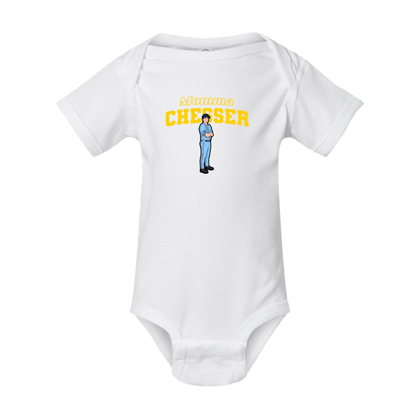 Baby Onesie — Mothers Day Block in White