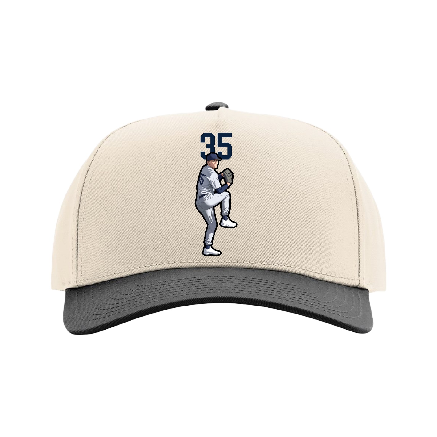 Full Fabric Five-Panel Champ Cap — Number Top in Cream/Black