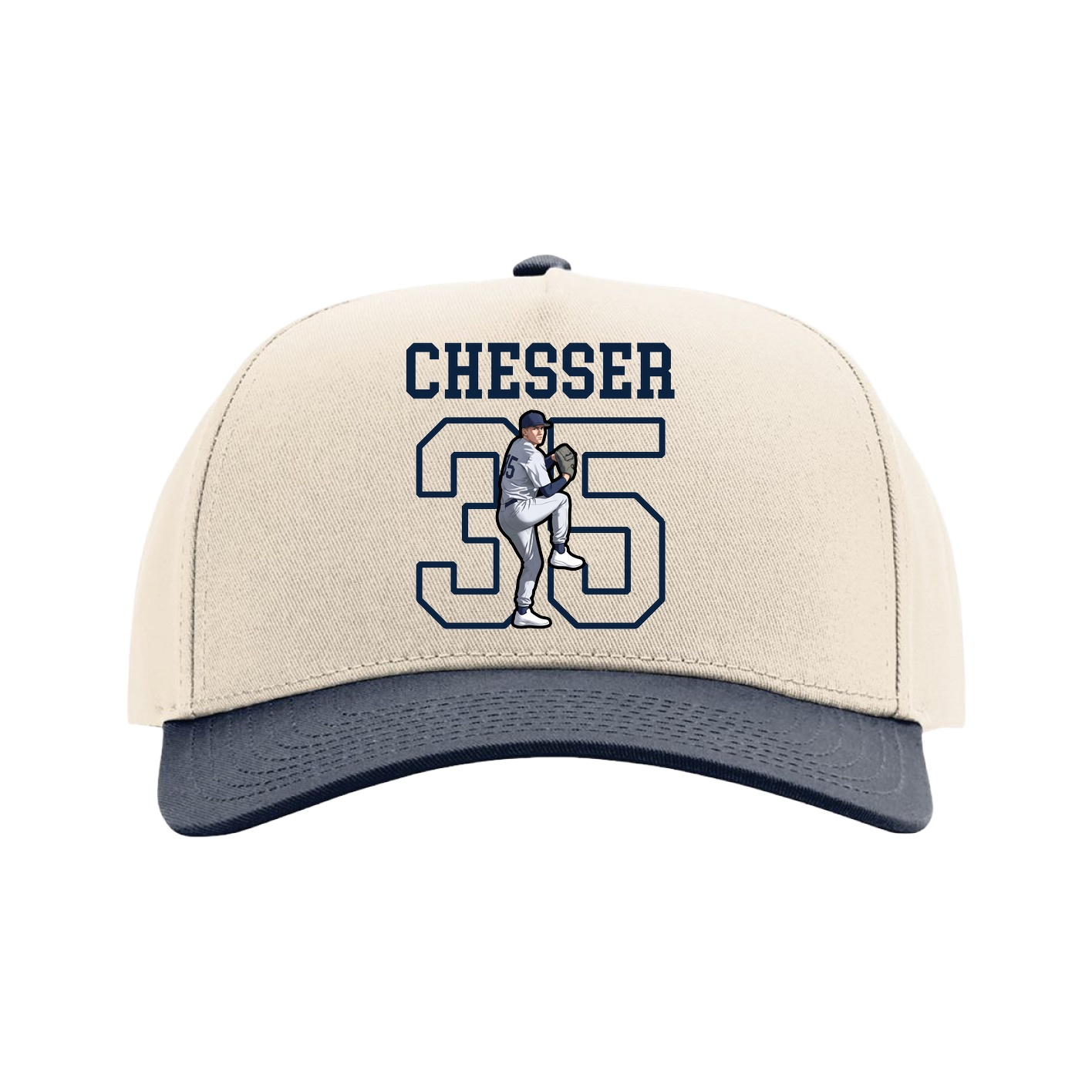 Full Fabric Five-Panel Champ Cap — Shirsey in Cream/Navy