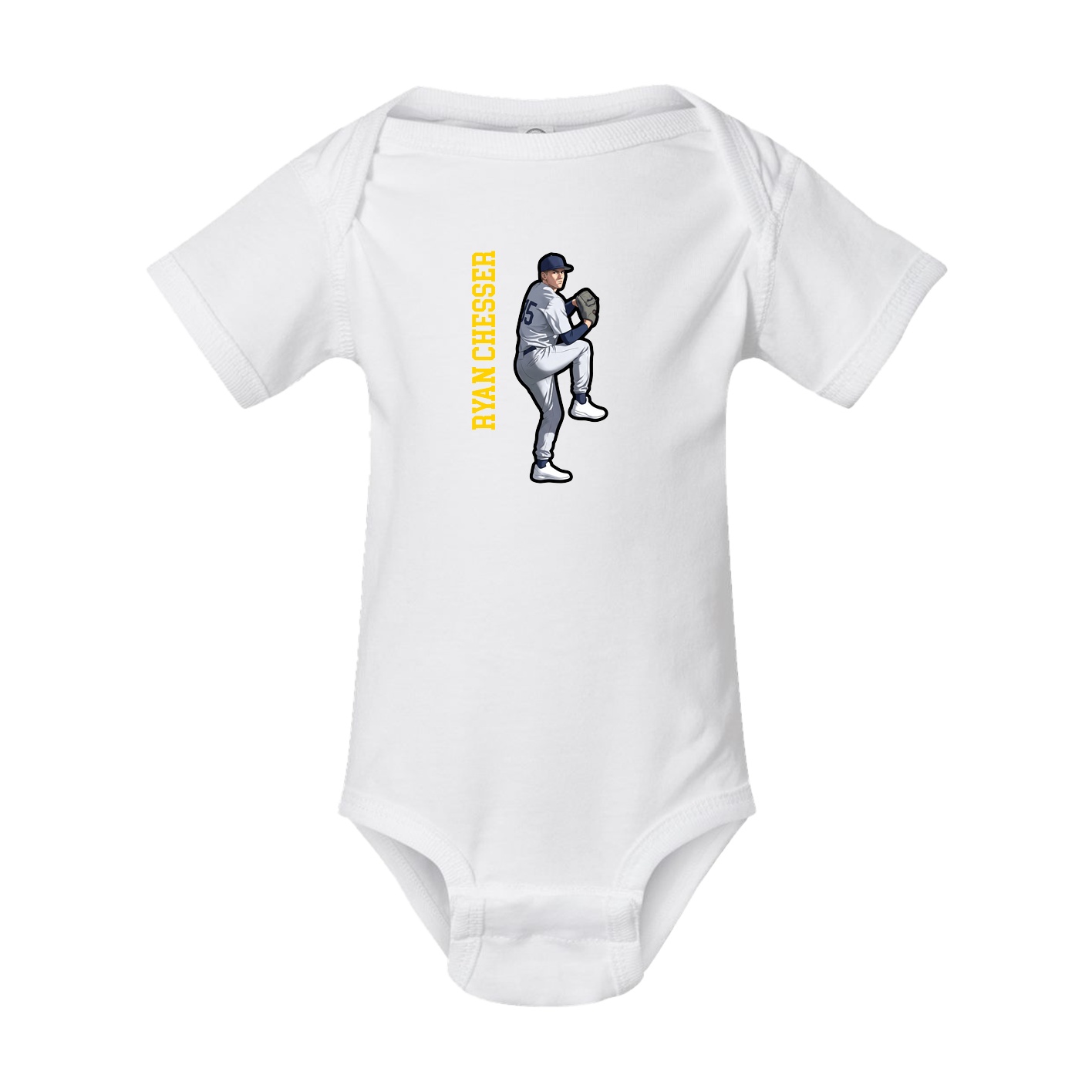 Baby Onesie — Name Vertical in White