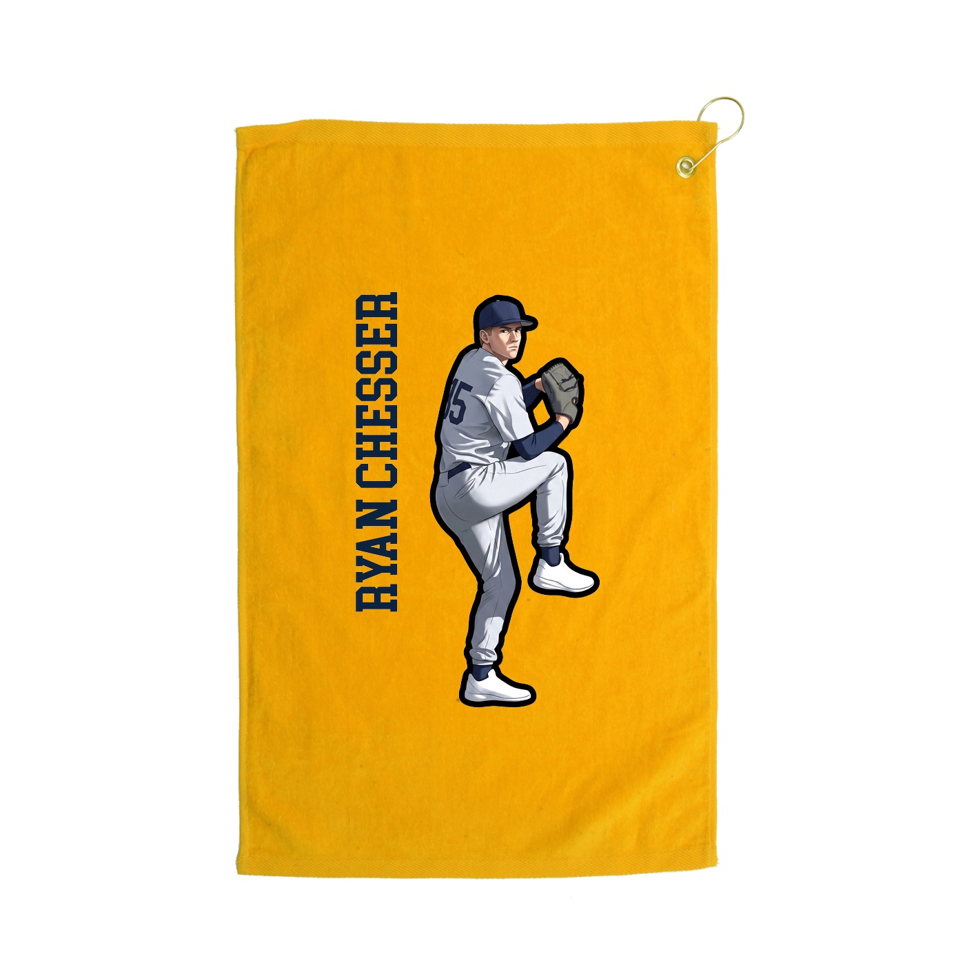 Golf Towel — Name Vertical in Gold