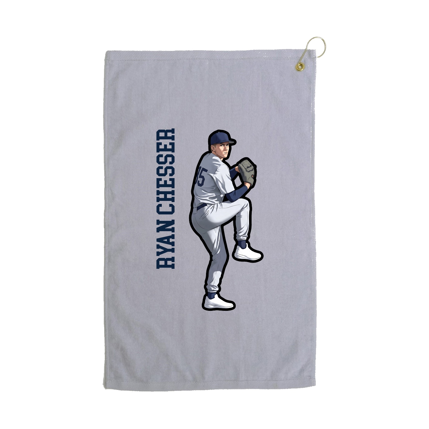 Golf Towel — Name Vertical in Grey