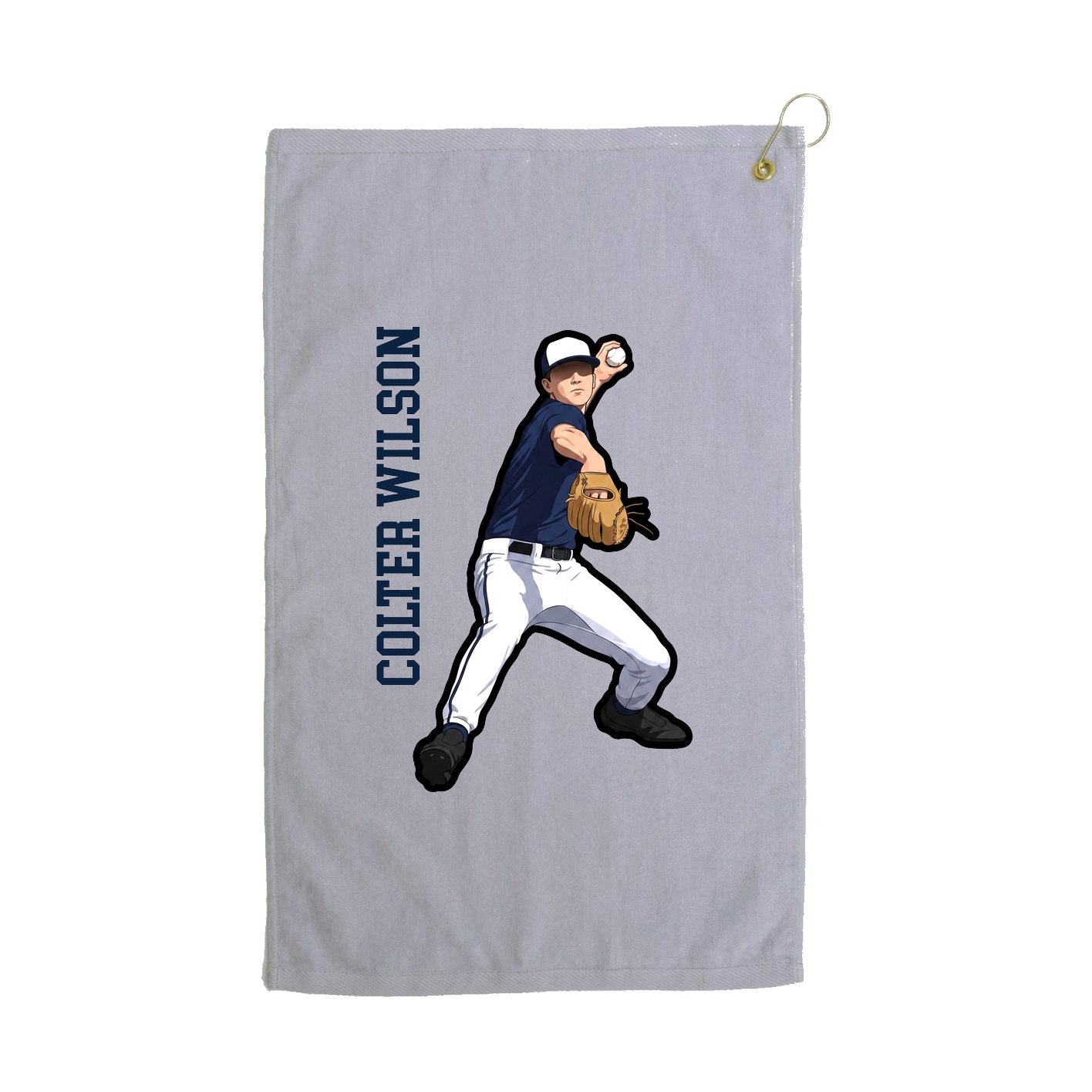 Golf Towel — Name Vertical in Grey