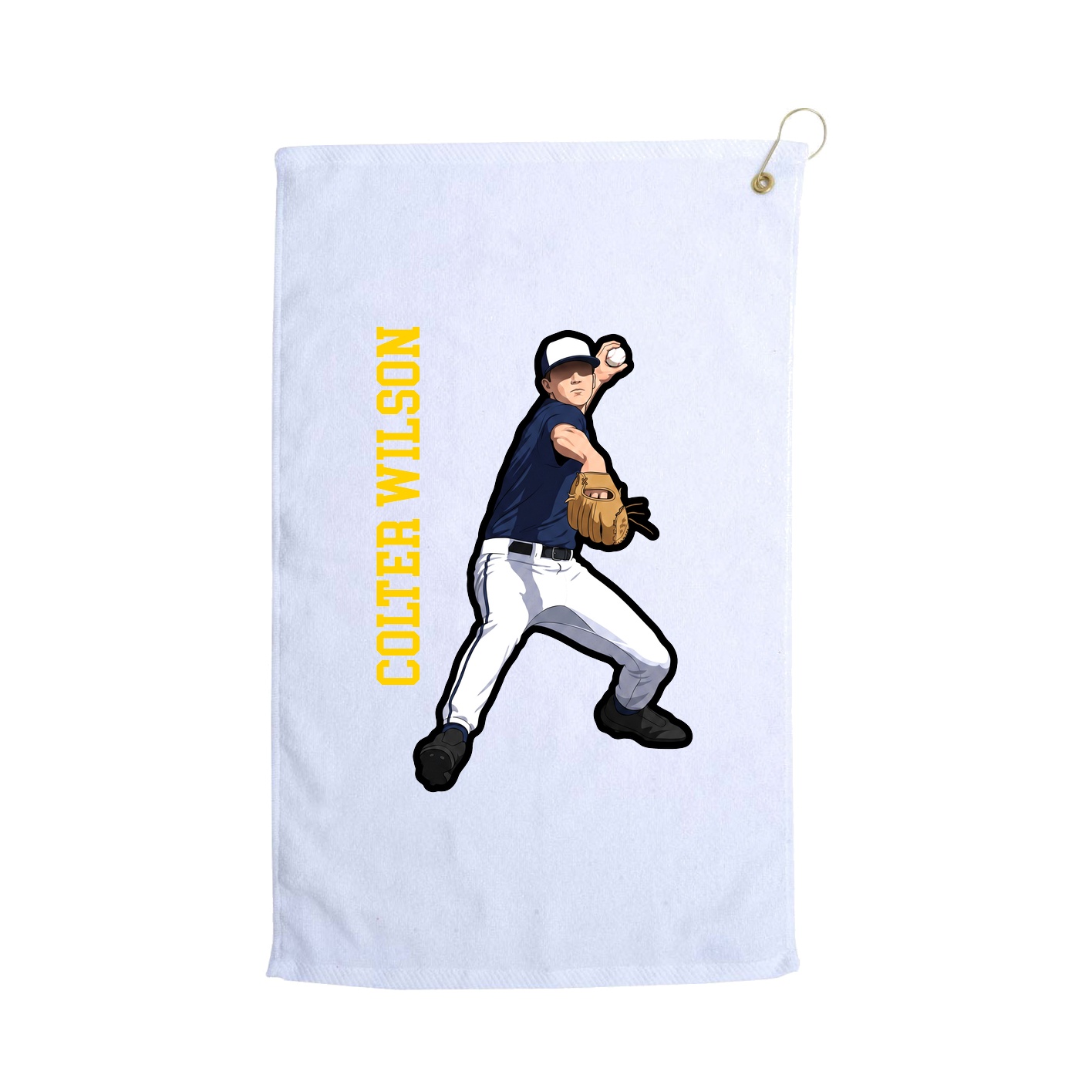 Golf Towel — Name Vertical in White
