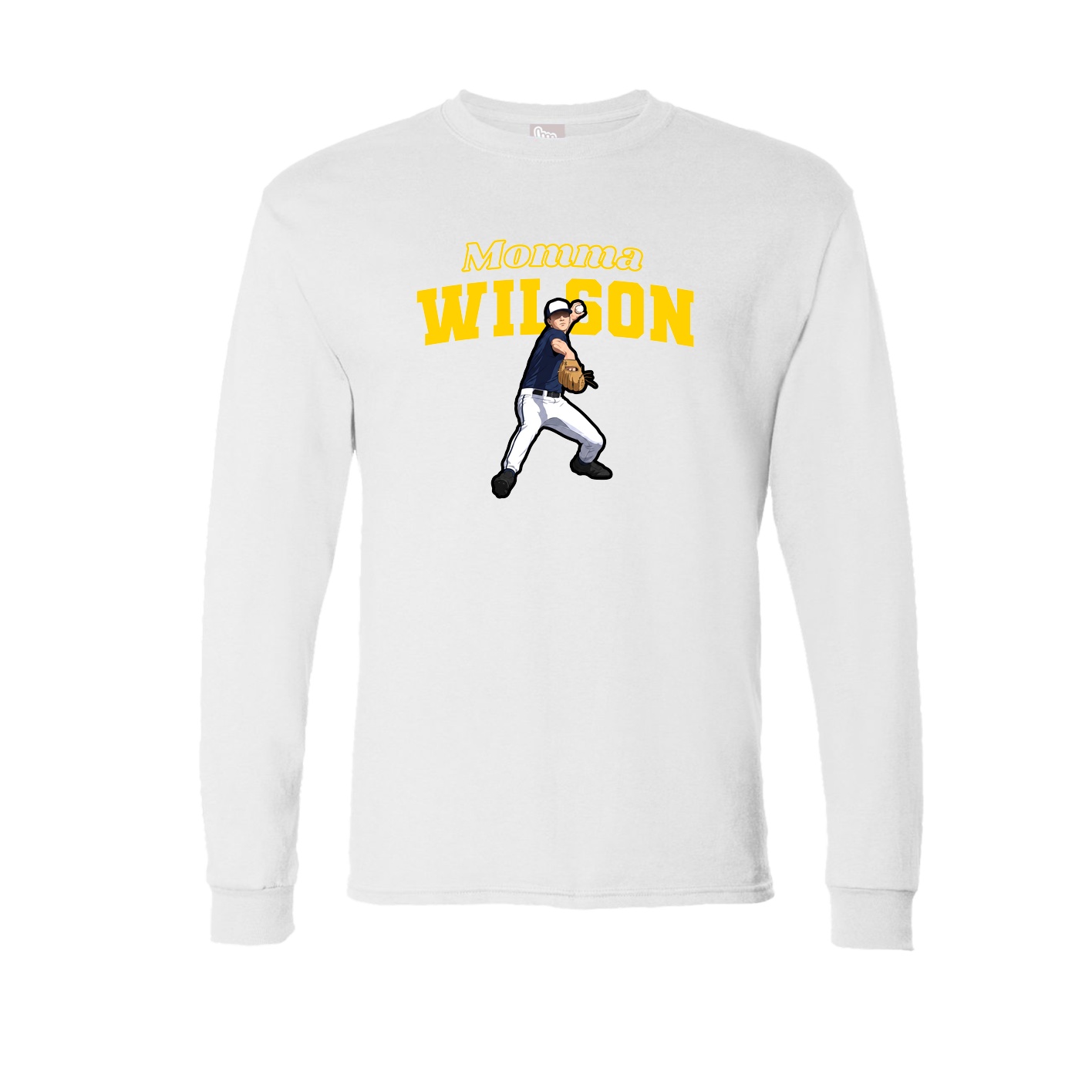 Long Sleeve Tee — Mothers Day Block in White