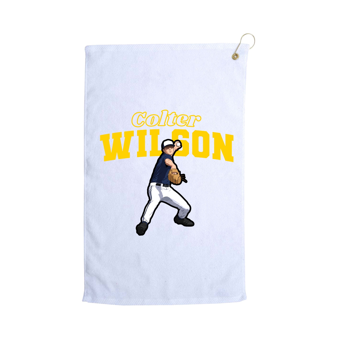 Golf Towel — Name Arch in White