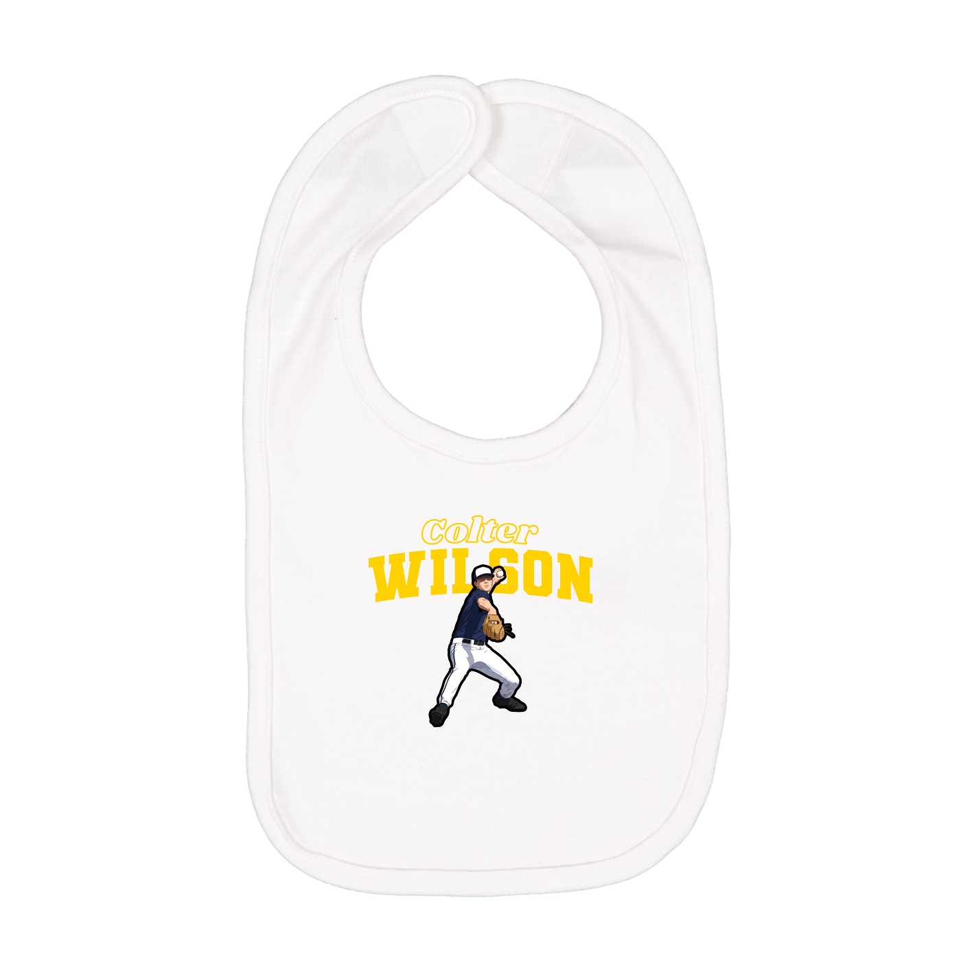 Infant Bib — Name Arch in White