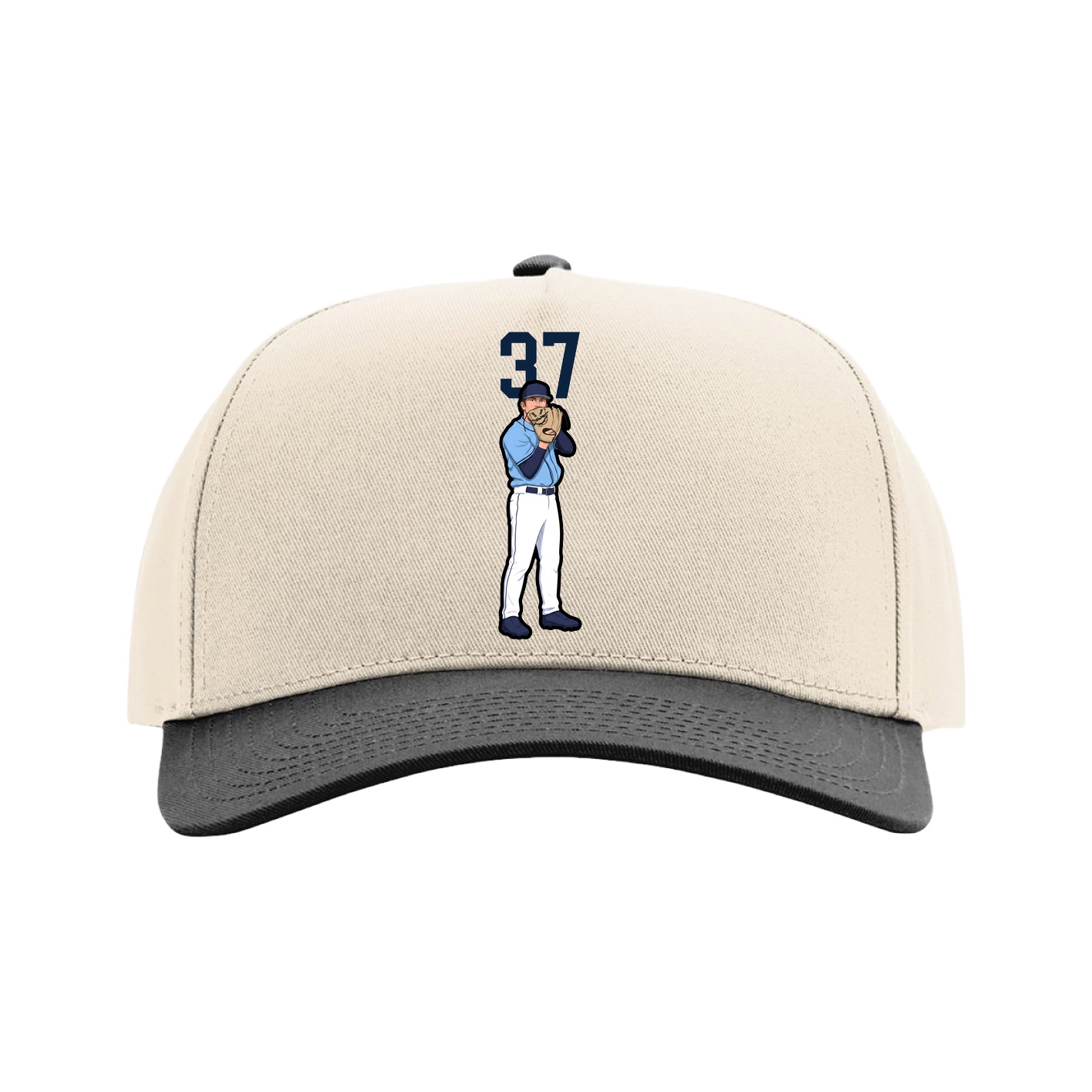 Full Fabric Five-Panel Champ Cap — Number Top in Cream/Black