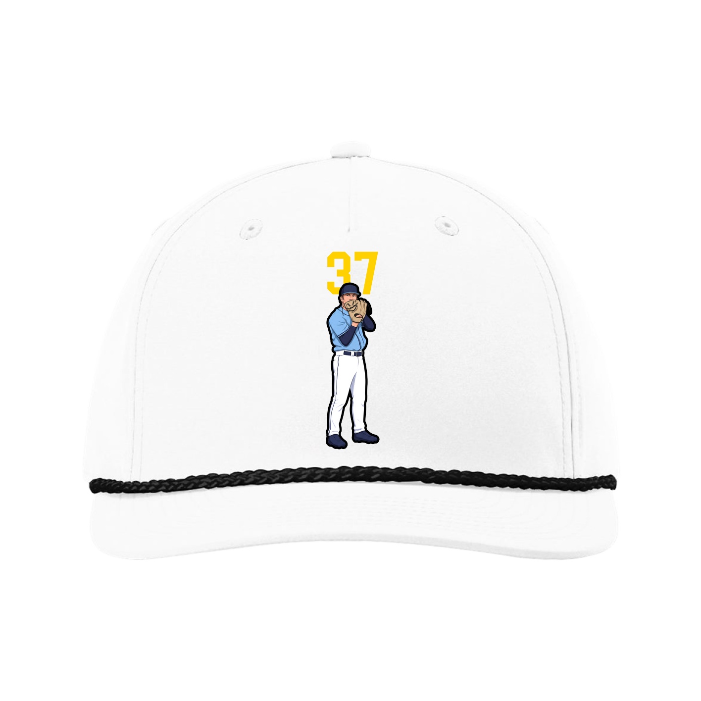 Five-Panel Classic Rope Cap — Number Top in White